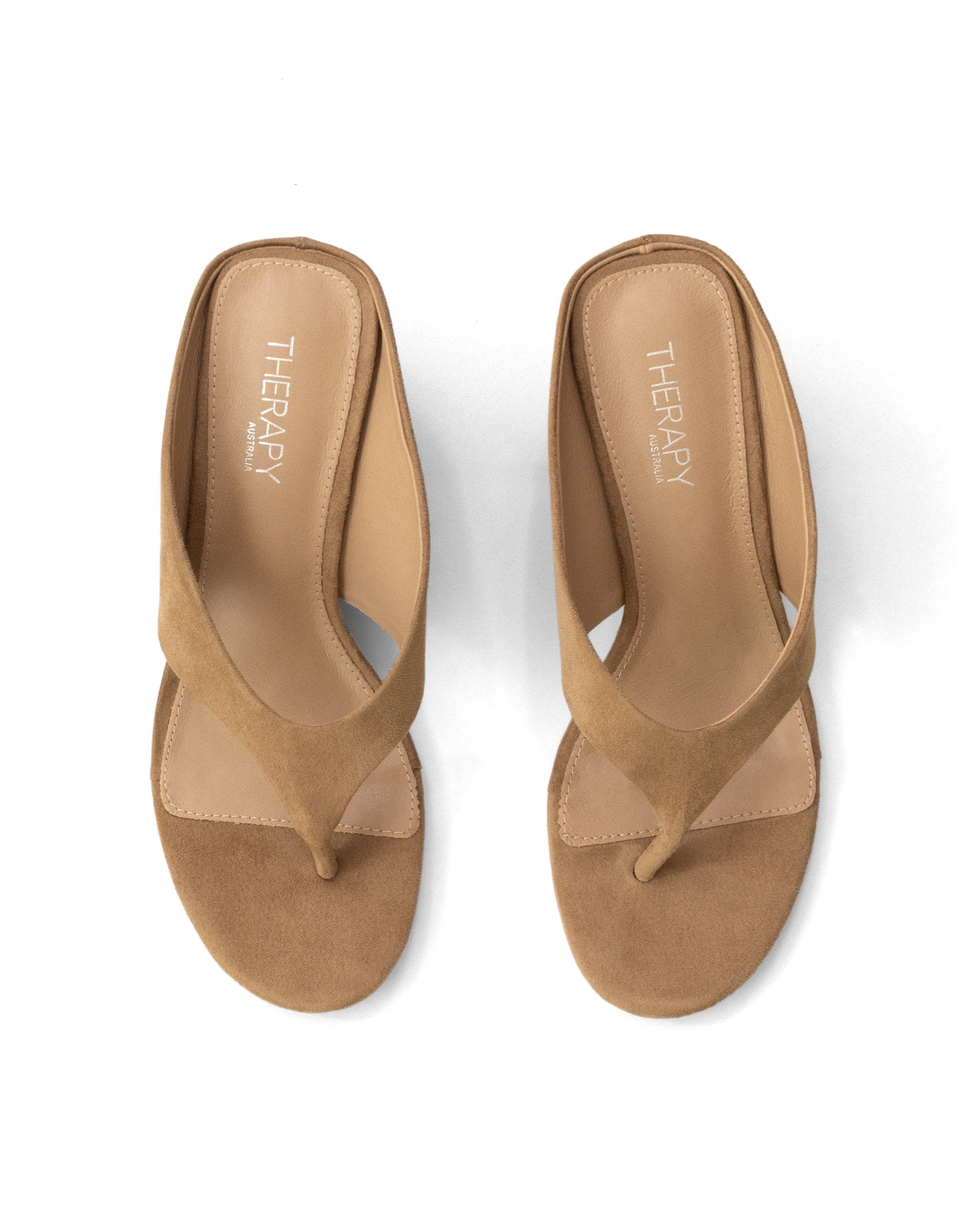 Sera Round Toe Wedge Thong Heel, Alternate, color, Wheat Microsuede