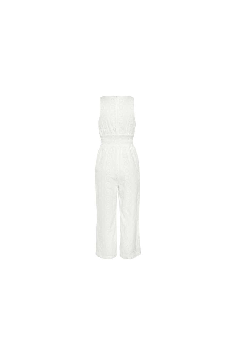 Sleeveless Eyelet Jumpsuit, Alternate, color, White