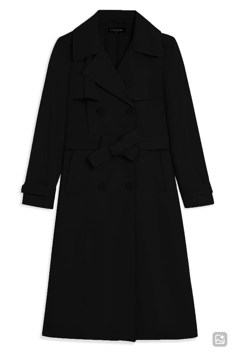Evelin Tie Waist Water Repellent Coat, Alternate, color, BLACK