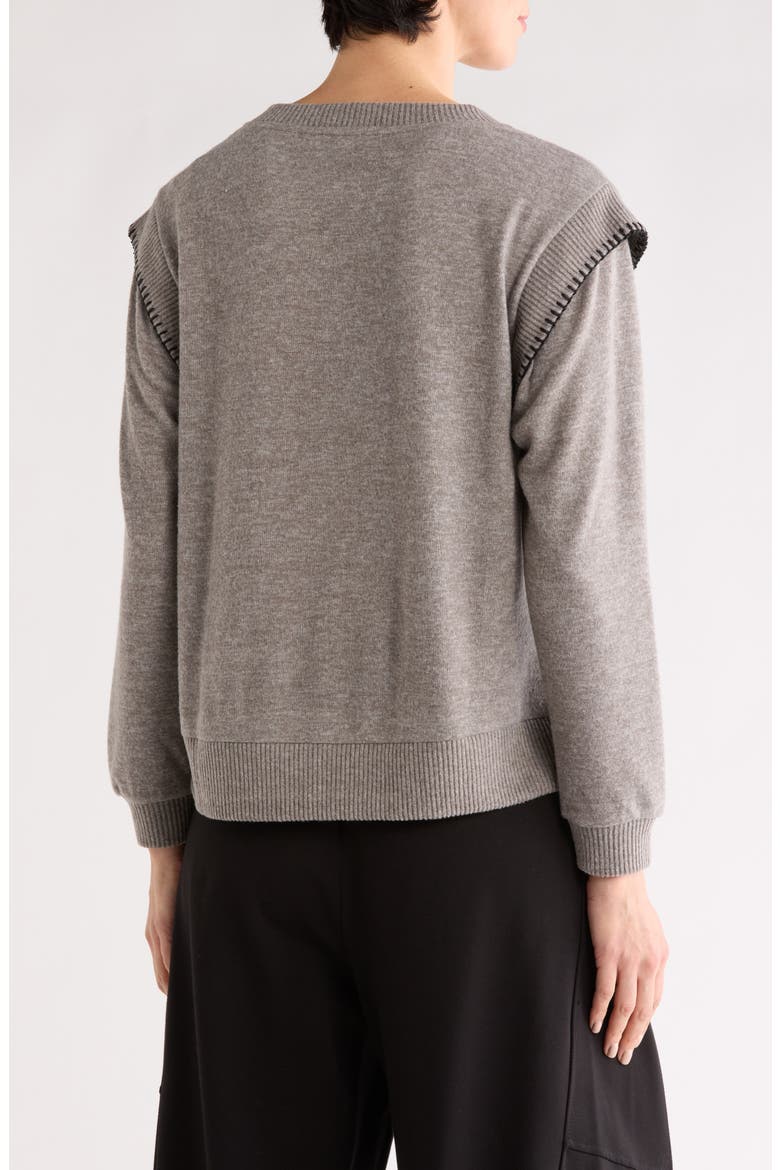 Whipstitched Sweatshirt, Alternate, color, HEATHER PUTTY/ BLACK