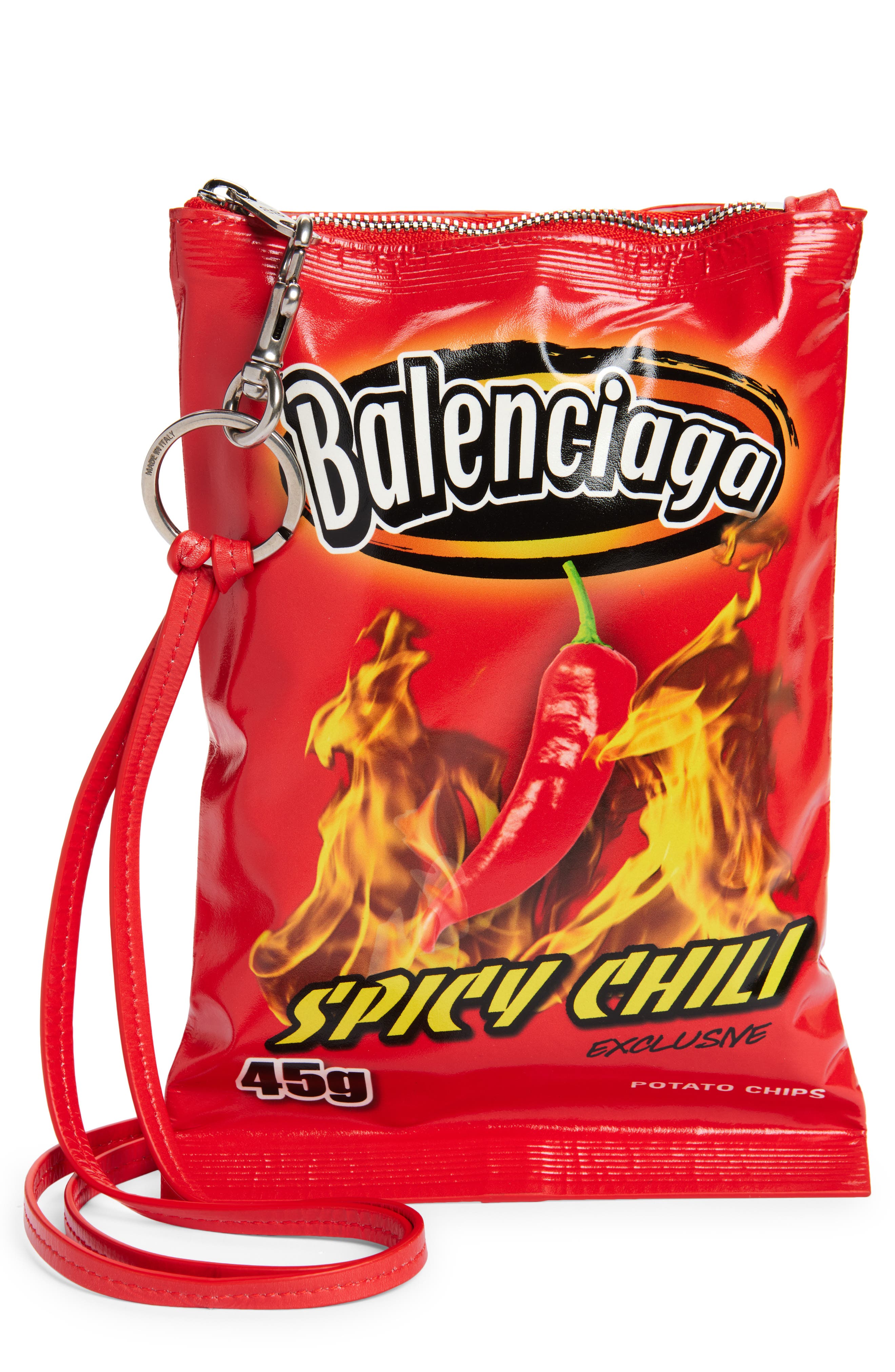 Balenciaga Chips Leather Phone Pouch, Main, color, 