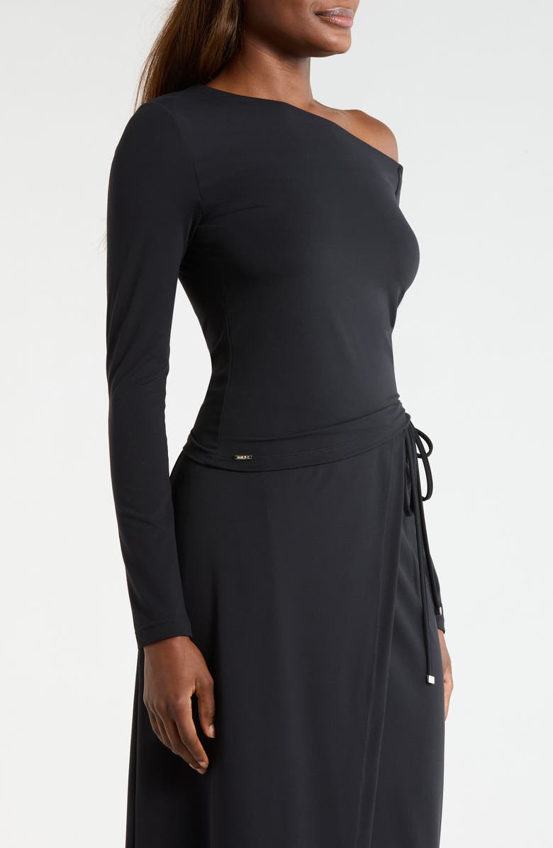 MPG Cloud Off the Shoulder Drawstring Detail Top, Alternate, color, Black