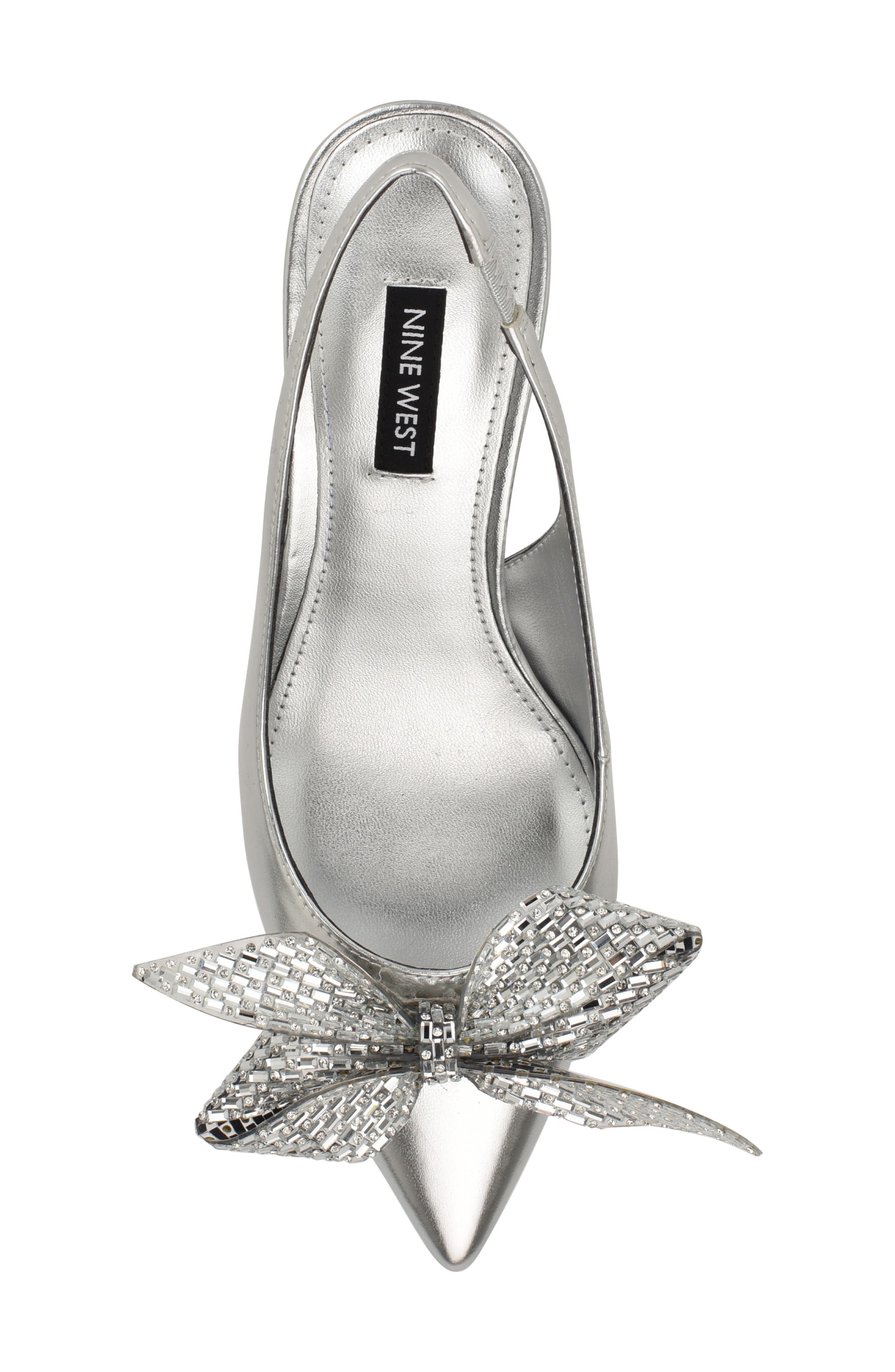 Rills Pointed Toe Slingback Pump, Alternate, color, SILVER