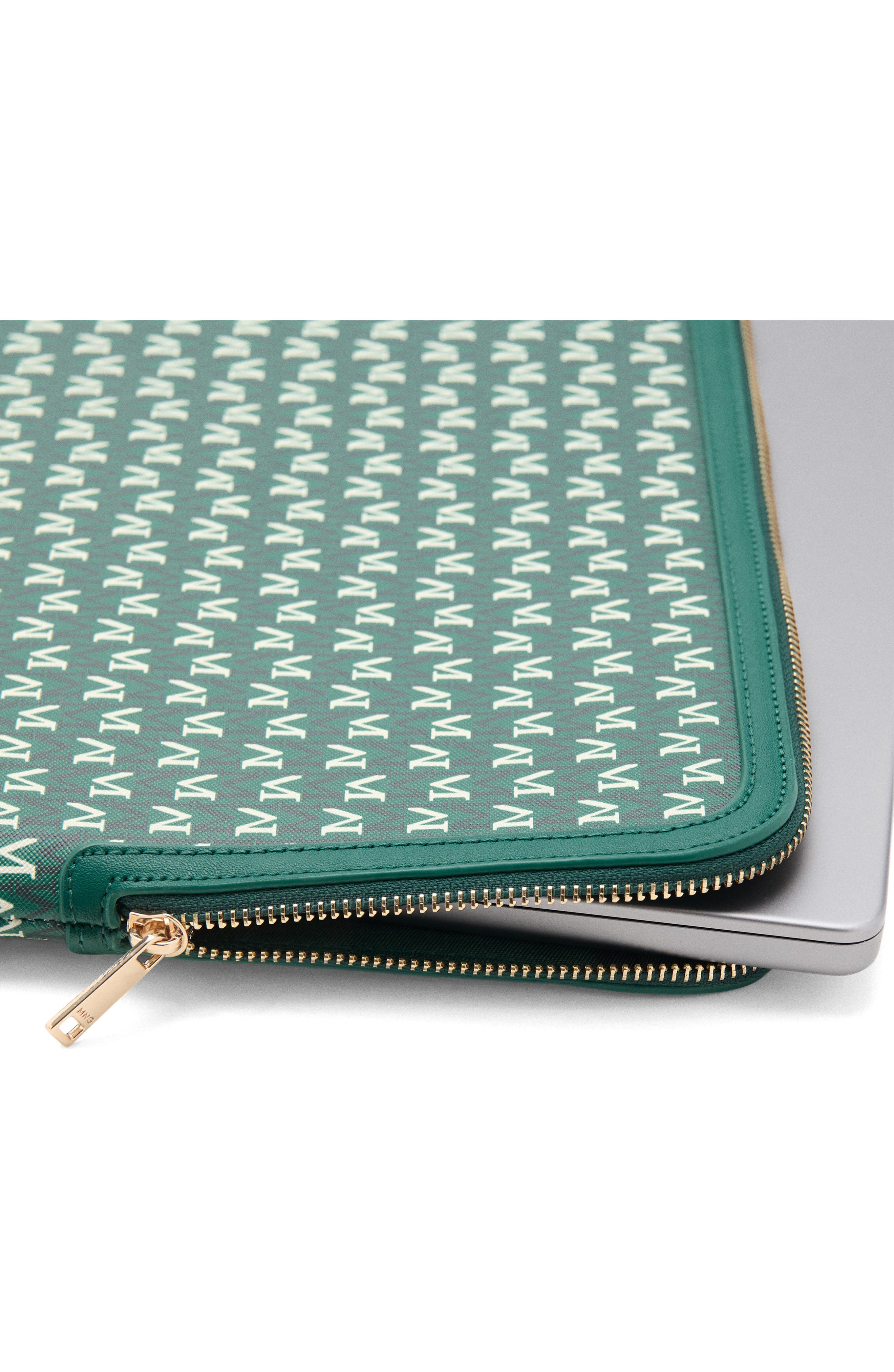 MANGO Monogram Logo Laptop Case, Alternate, color, Green
