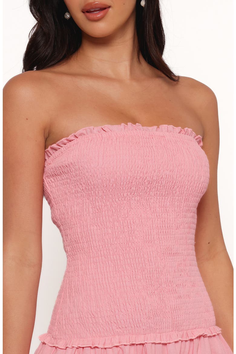 Bea Smocked Strapless Cotton & Linen Maxi Dress, Alternate, color, SOFT PINK