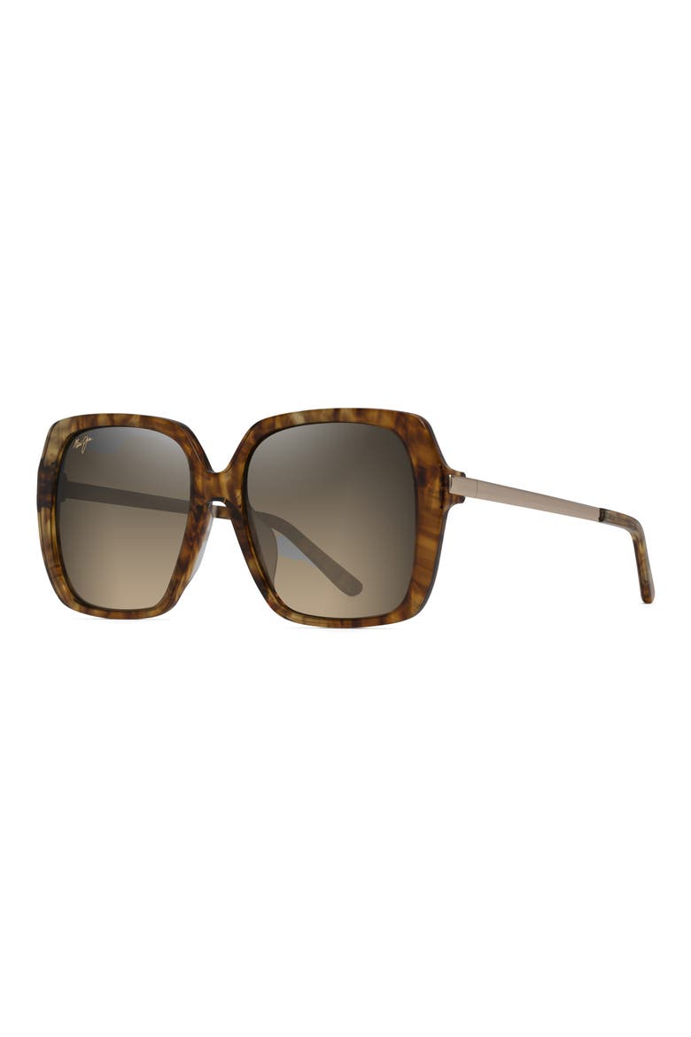 Poolside 55mm Polarized Square Sunglasses, Alternate, color, CARAMEL TIGER