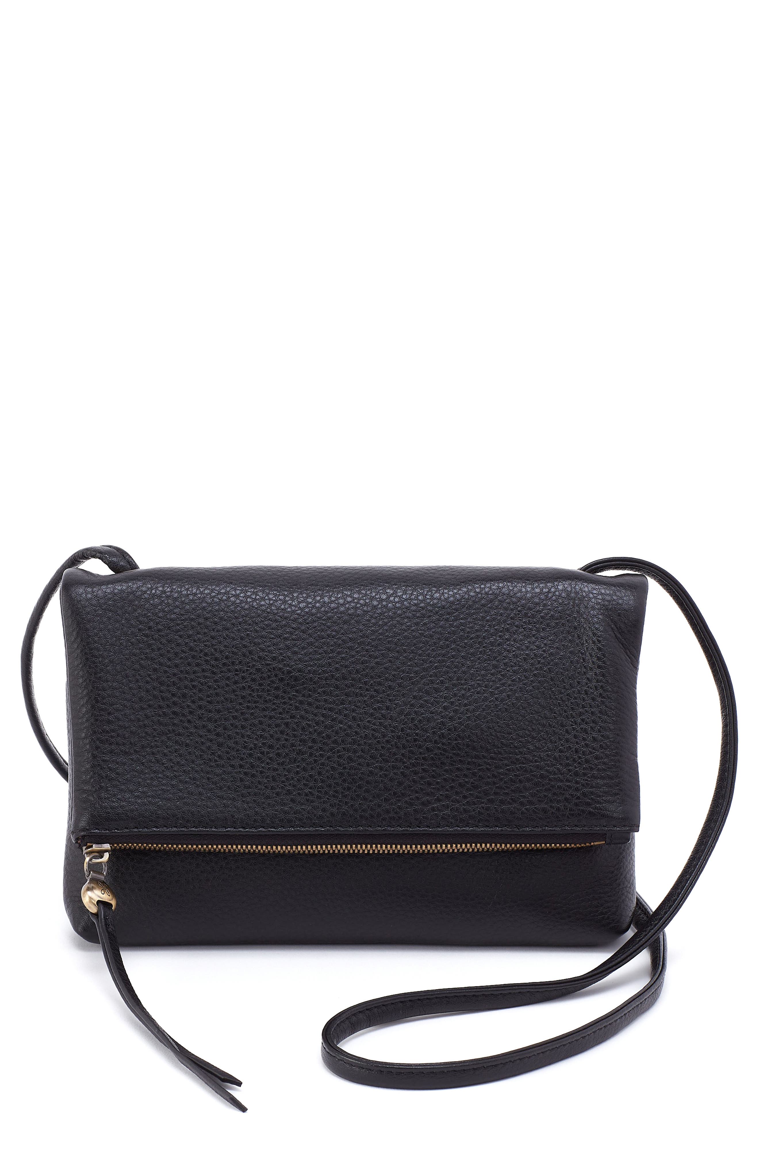 HOBO Small Grant Leather Crossbody Bag, Main, color, Black