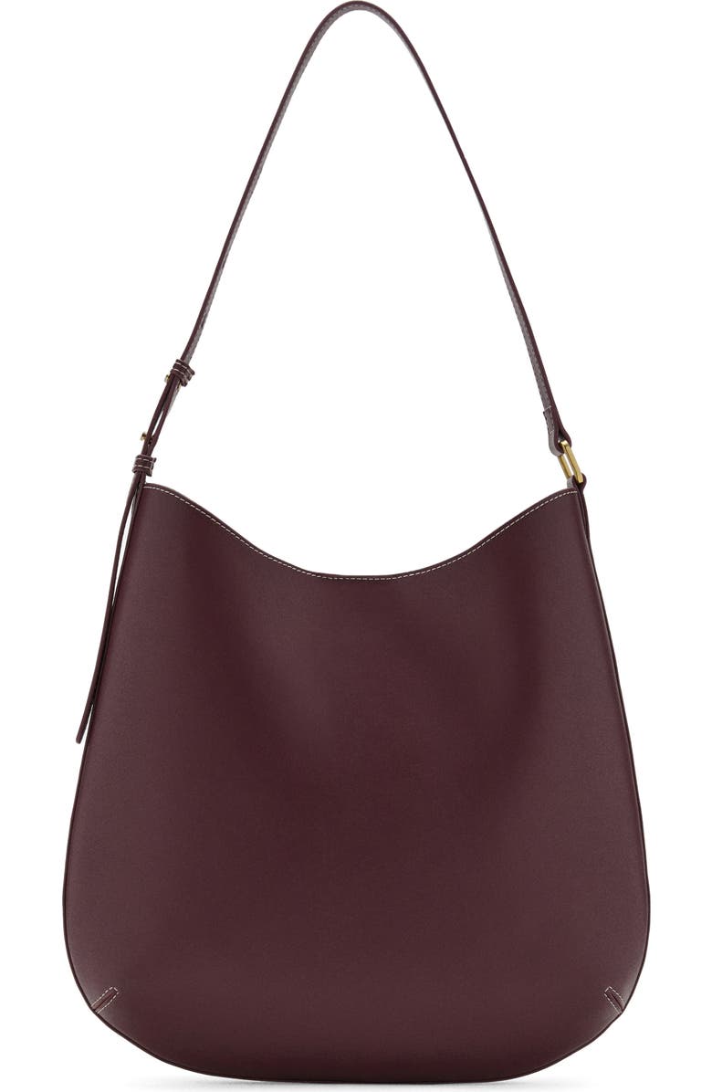 MANGO Large Oval Faux Leather Shoulder Bag, Main, color, Burgundy