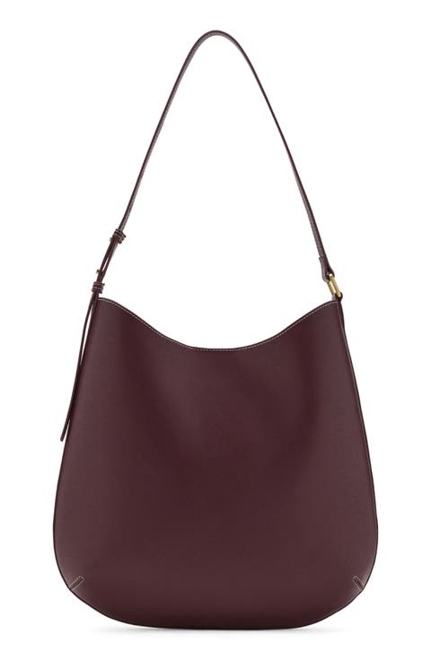 Large Oval Faux Leather Shoulder Bag