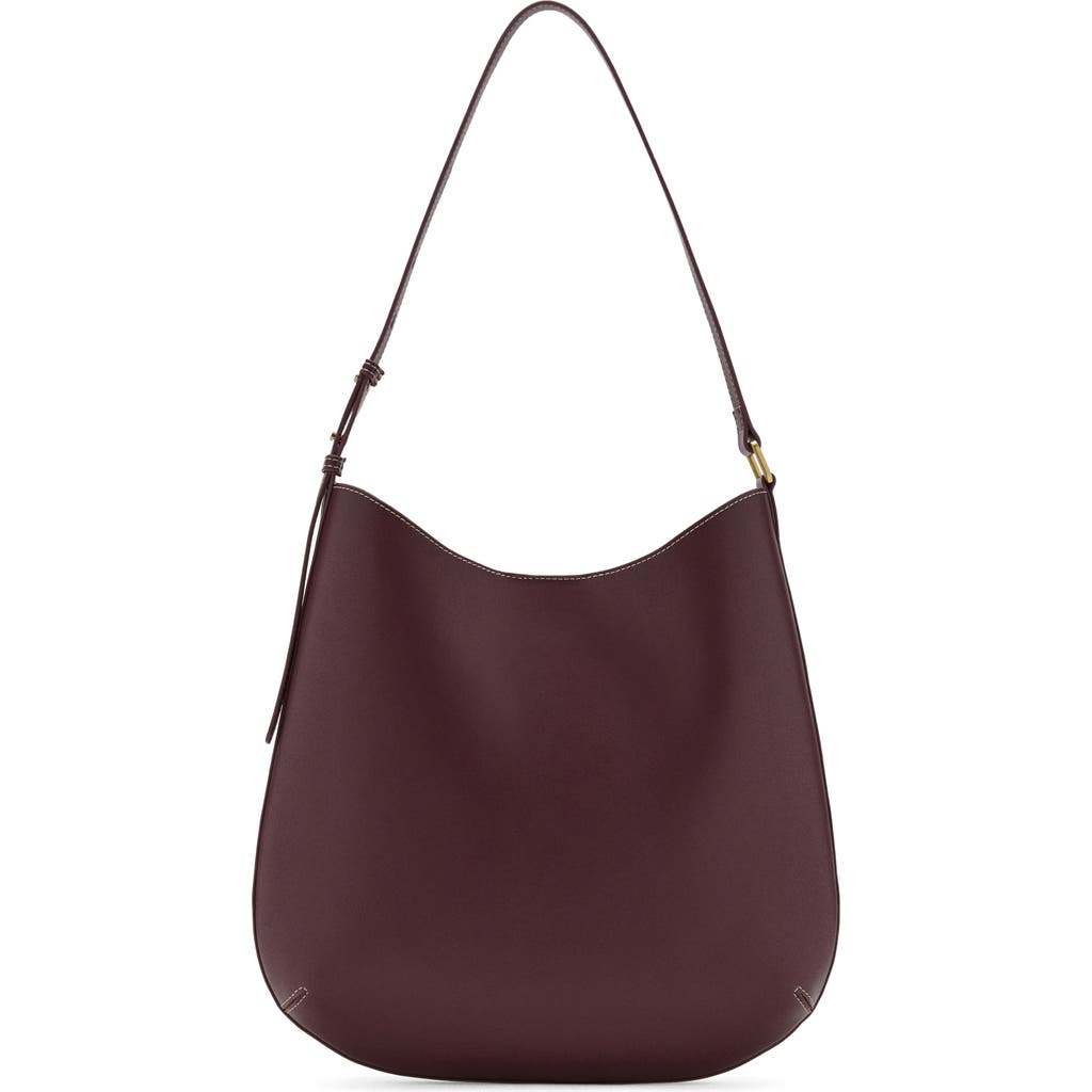 Mango Large Oval Faux Leather Shoulder Bag In Burgundy