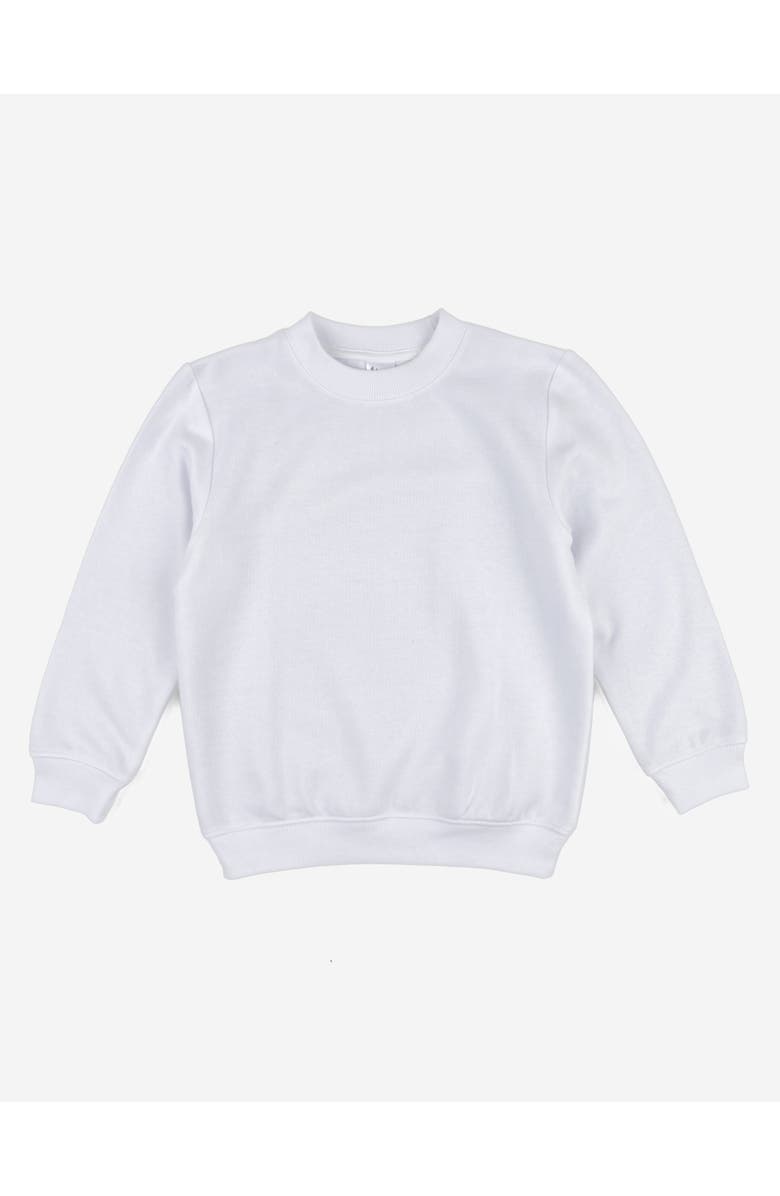 Leveret Kids Pullover Sweatshirt, Long Sleeve, Solid Colors, Main, color, White