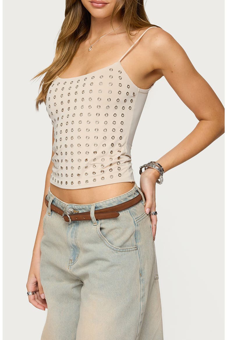 Vallie Grommet Crop Camisole, Alternate, color, BEIGE