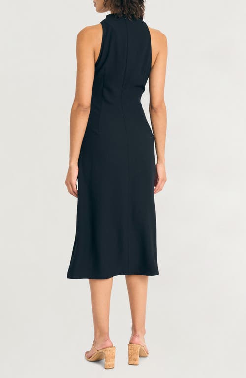 Luxely Sleeveless Twist Front Midi Dress In Black