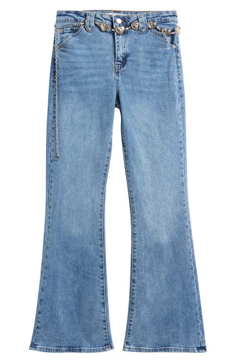Kids' Western Flare Leg Jeans with Chain Belt (Big Kid)