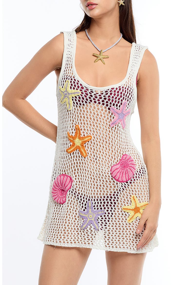 Patsie Open Stitch Cover-Up Dress, Main, color, IVORY