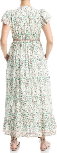 Floral Flutter Sleeve Maxi Dress