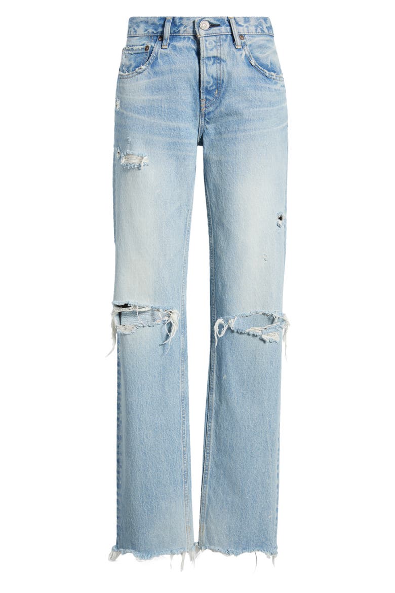 Odessa Ripped Ankle Straight Leg Jeans, Alternate, color, LIGHT BLUE