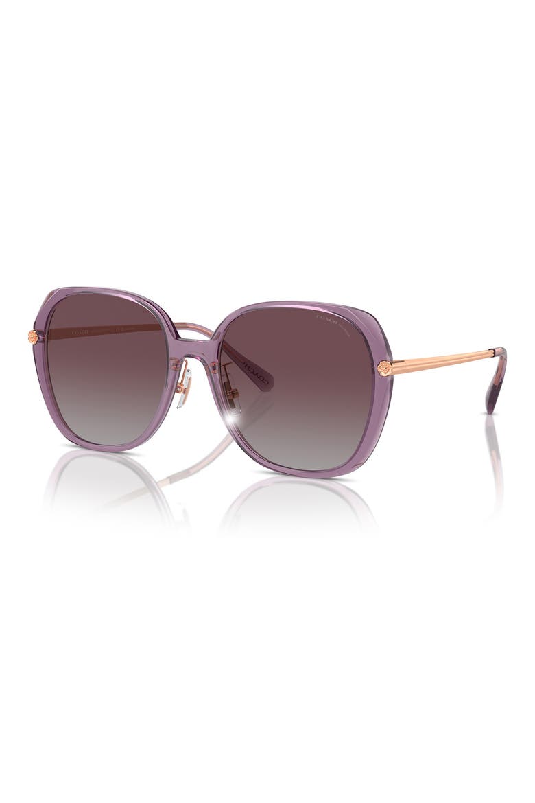 59mm Gradient Polarized Square Sunglasses, Alternate, color, PURPLE