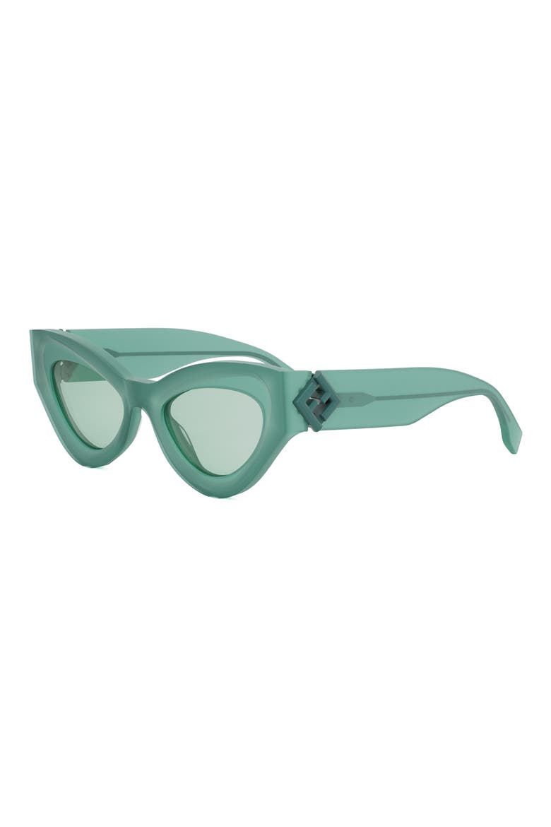 FF Diamonds 52mm Cat Eye Sunglasses, Alternate, color, LIGHT GREEN/ OTHER / GREEN