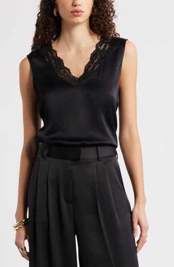 Lace Trim Satin Tank