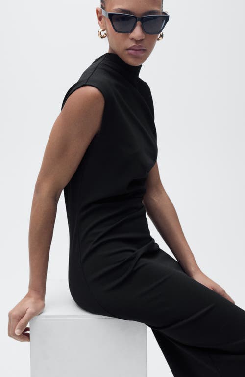 Mango Drape Mock Neck Sleeveless Midi Dress