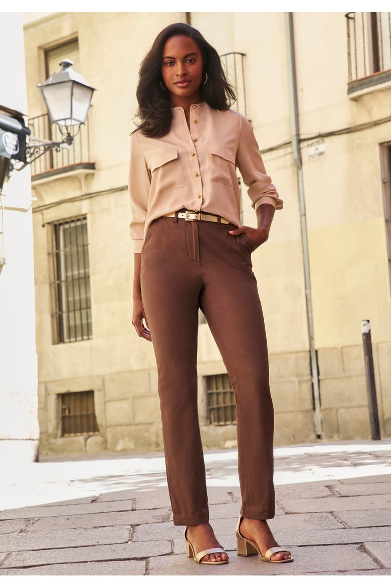Stretch Cotton Chino Straight Leg Pant, Alternate, color, RICH BROWN