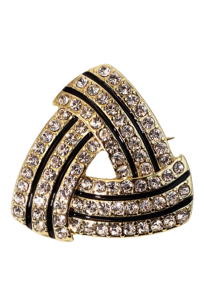 Crystal Triangle Brooch, Main, color, BLACK