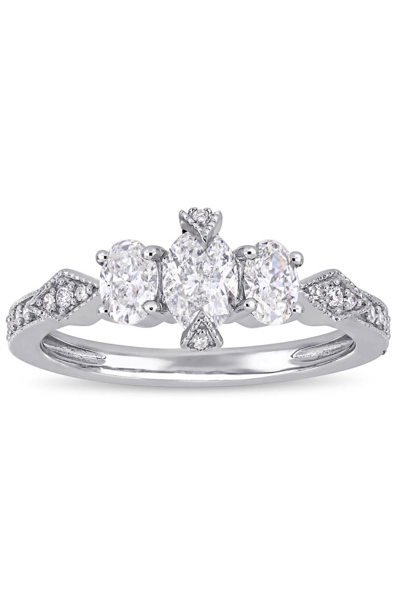 Julianna B. 7/8 CTTW Diamond Oval 3-Stone Ring 14k, Main, color, 14K White Gold