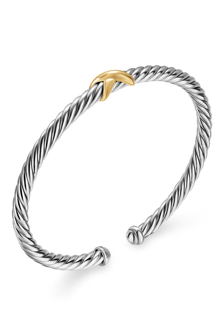 Cable Flex X Station Bracelet in Sterling Silver with 14K Yellow Gold, 4mm, Alternate, color, SILVER/ GOLD