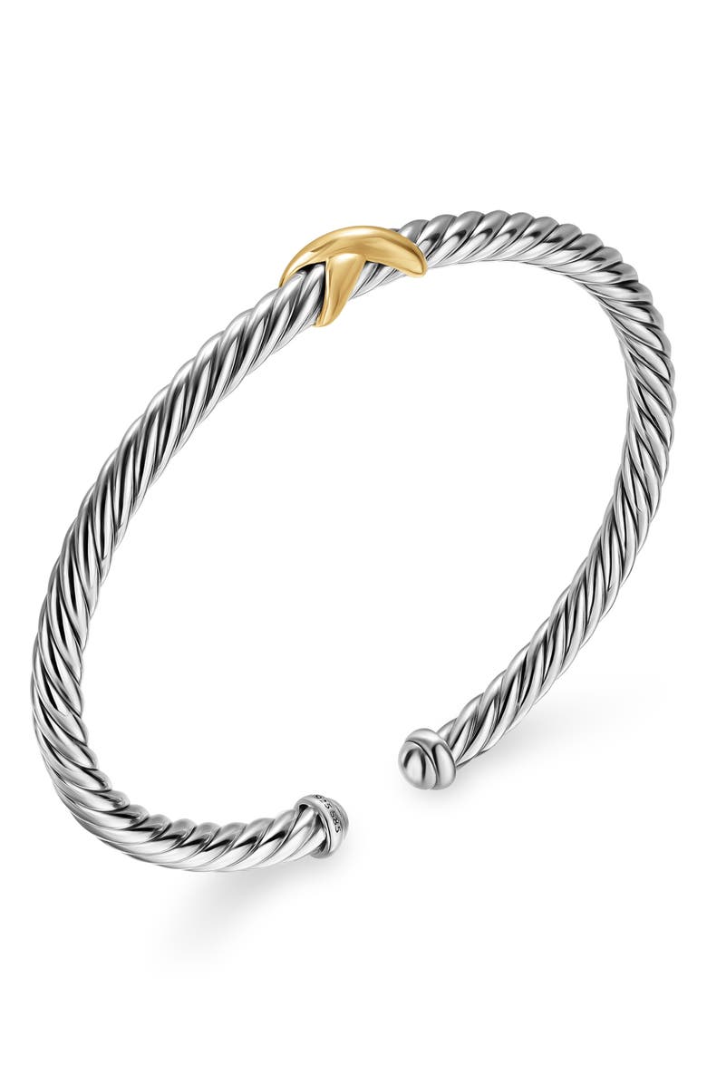 David Yurman Cable Flex X Station Bracelet in Sterling Silver with 14K Yellow Gold, 4mm, Alternate, color, Silver/ Gold