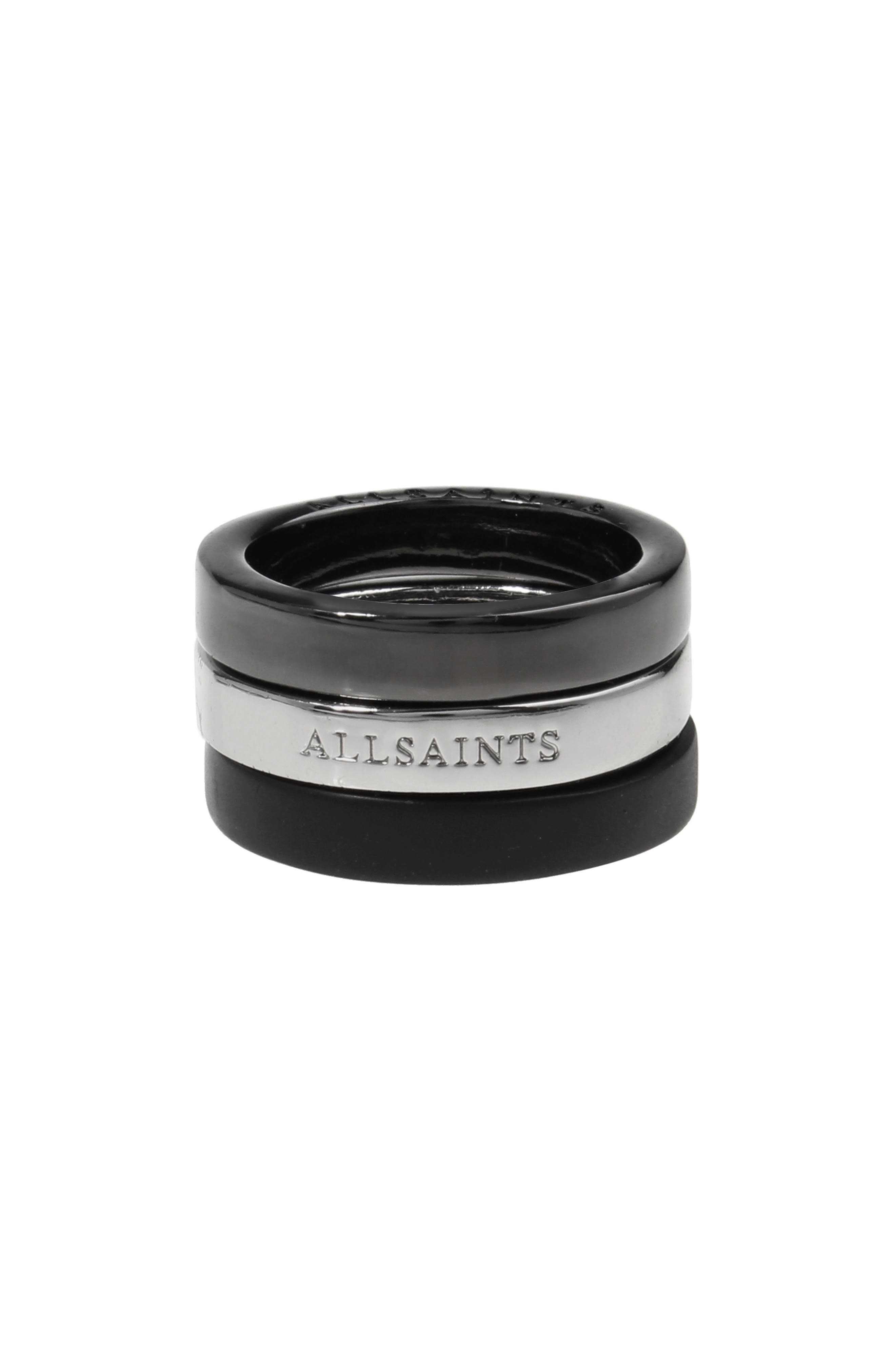 AllSaints Set of 3 Band Stacking Rings