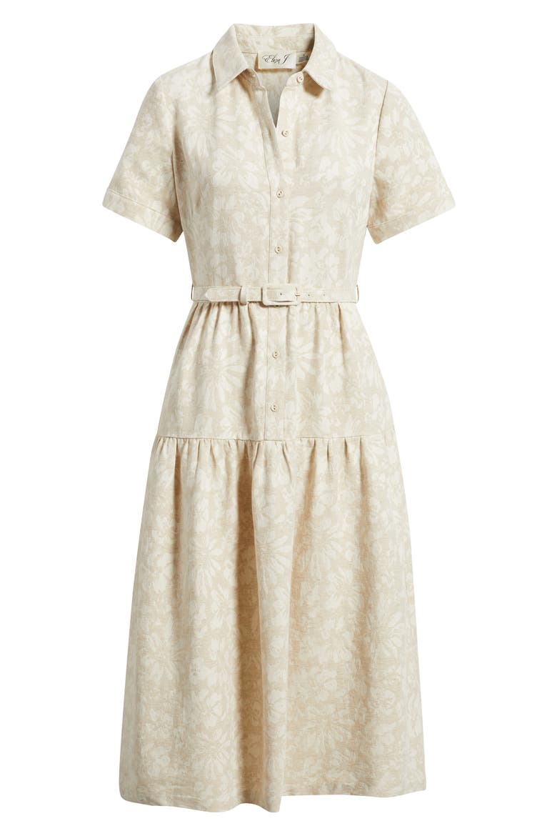 Floral Print Cotton Blend Shirtdress, Alternate, color, OATMEAL