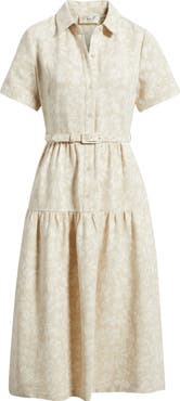 Eliza J Floral Print Cotton Blend Shirtdress
