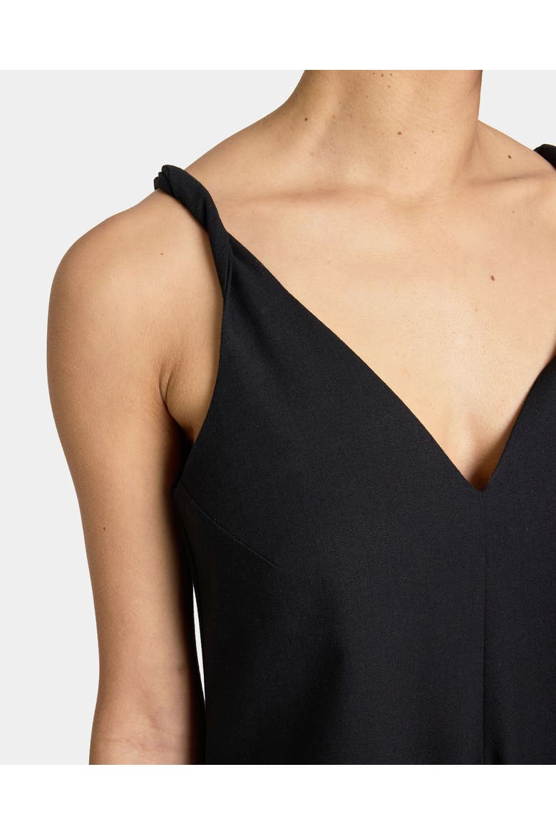 KOURT Asymmetric Sleeveless Linen Blend Midi Billow Dress, Alternate, color, BLACK
