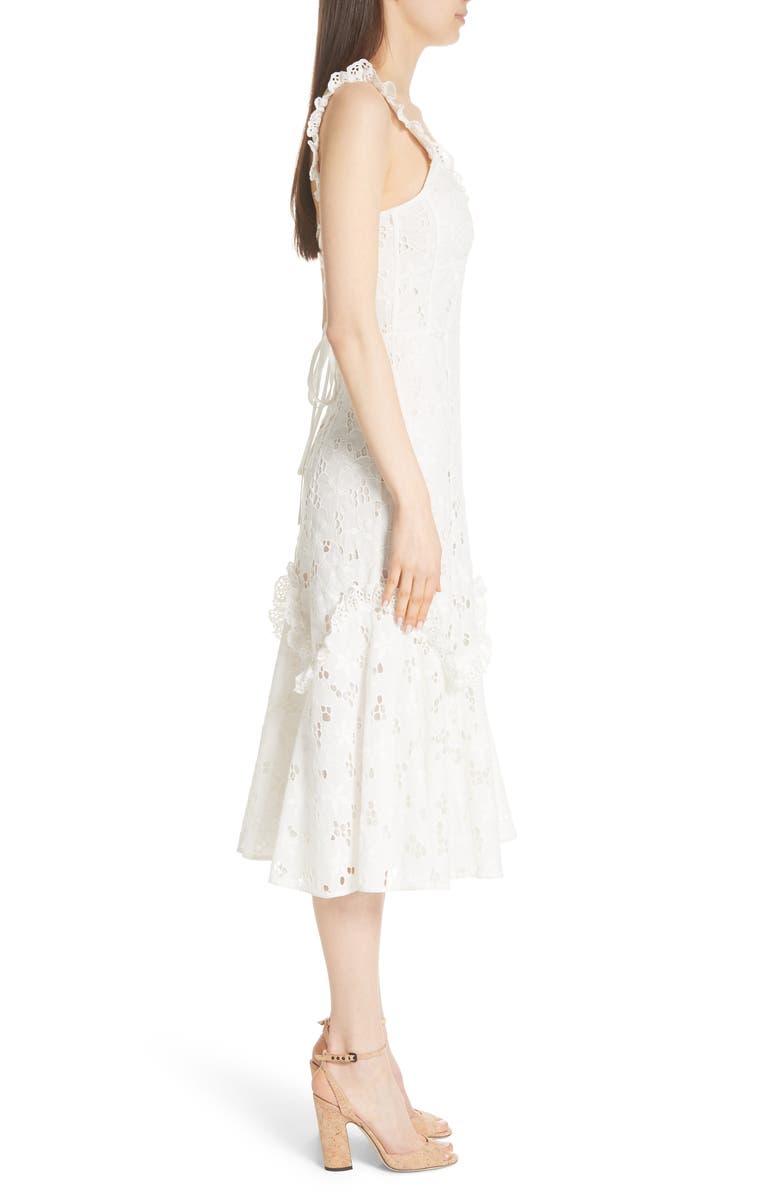Rebecca Taylor Adriana Eyelet Midi Dress, Alternate, color, 