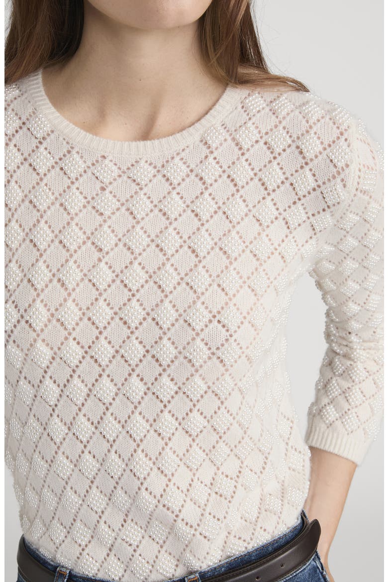 Faux Pearl Cashmere Sweater, Alternate, color, CREAM