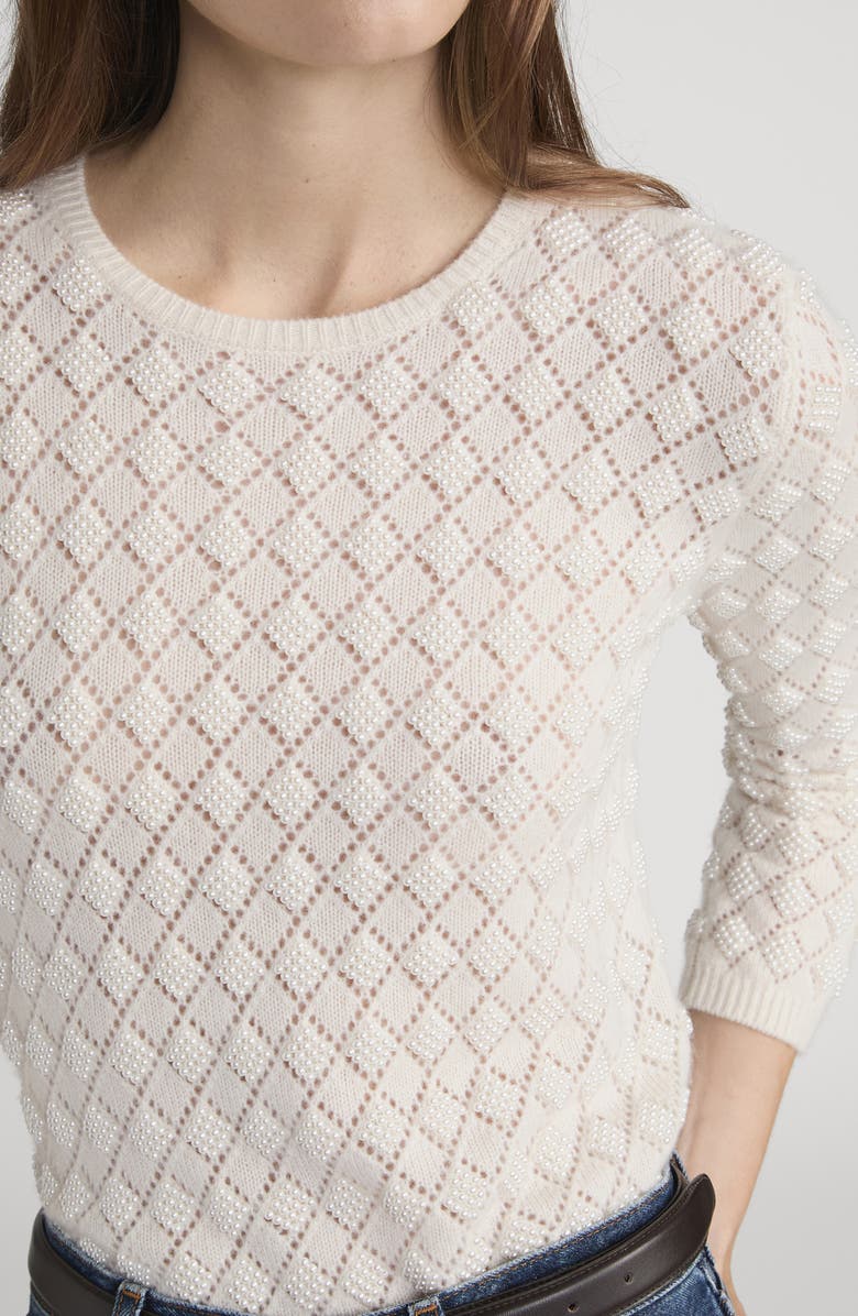 FRAME Faux Pearl Cashmere Sweater, Alternate, color, Cream