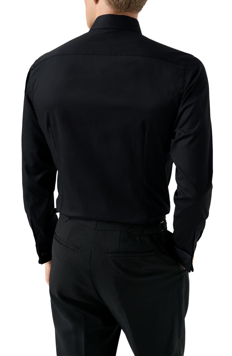 Eton Slim Fit Cotton Plissé Tuxedo Shirt, Alternate, color, Black