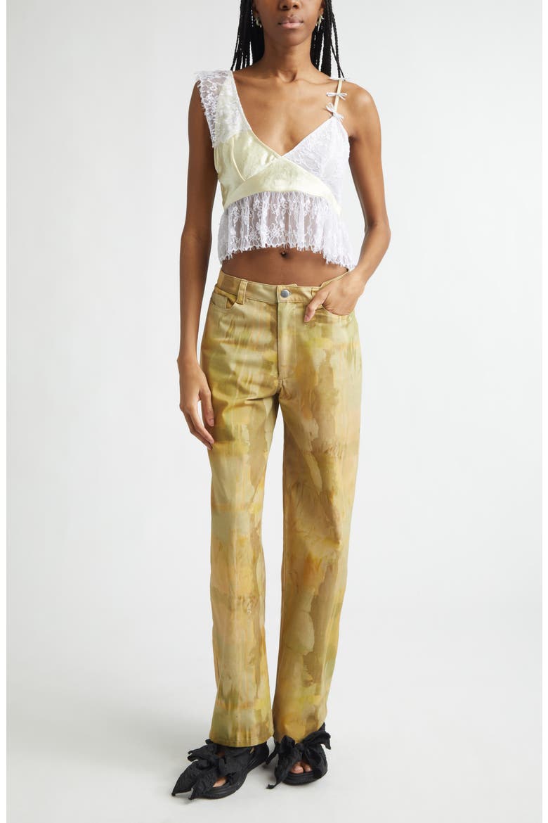 Dahlia Asymmetric Lace & Satin Crop Tank, Alternate, color, BUTTER YELLOW