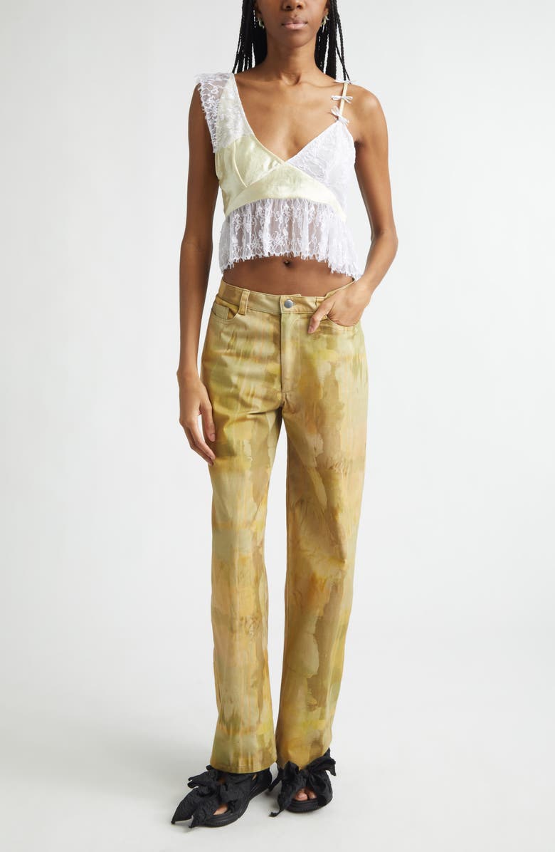 Collina Strada Catchfly Pleated Wide Leg Jeans, Alternate, color, Olive Gua Sha