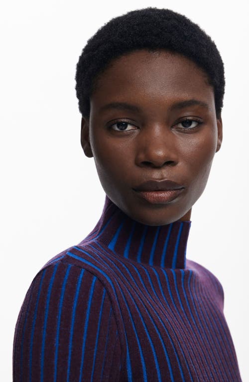 Desigual Fitted Rib Sweater In Blue