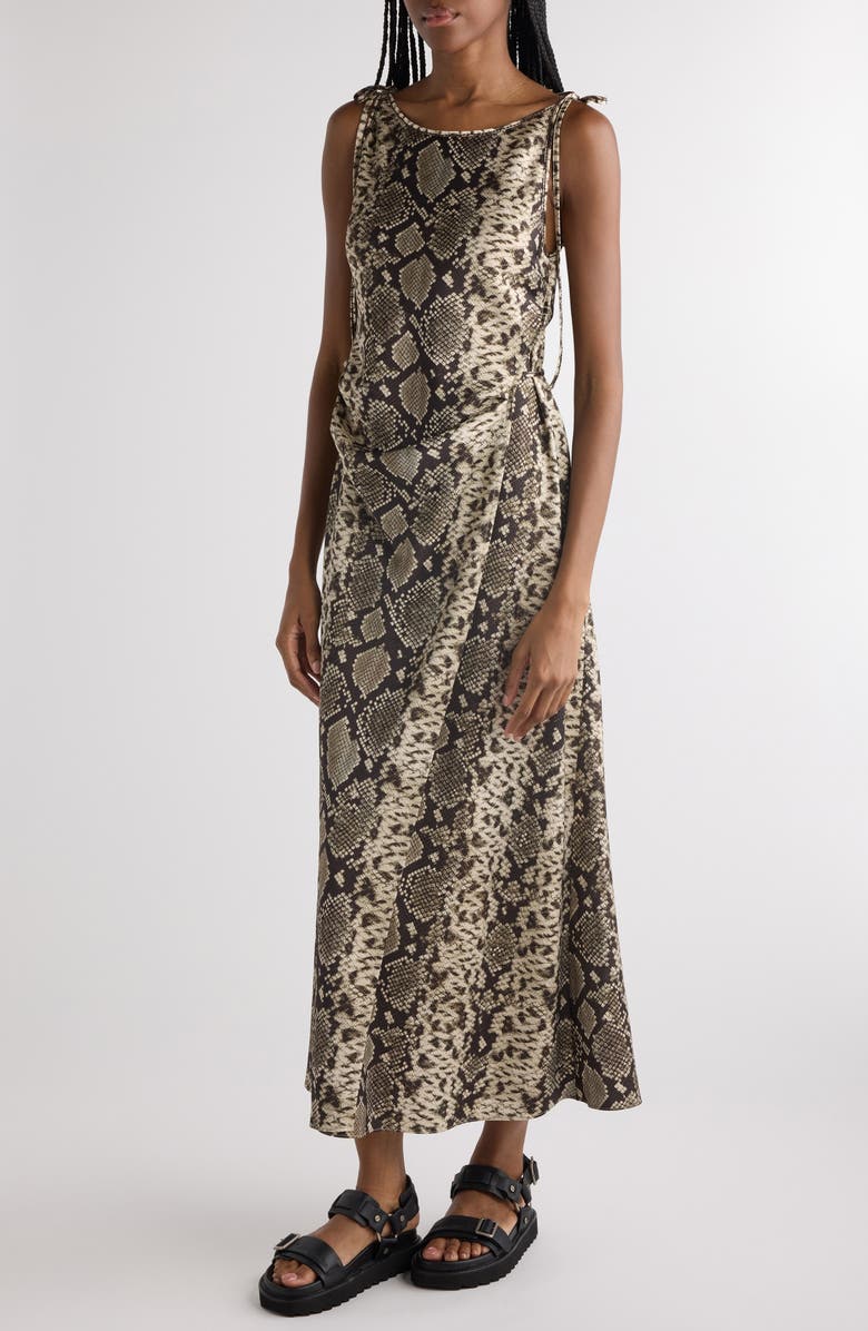 Acne Studios Dayla Python Print Fluid Seersucker Satin Slipdress, Alternate, color, 