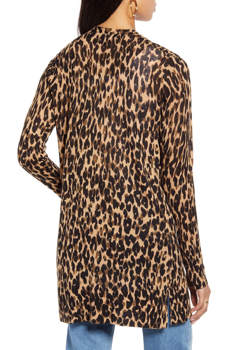 Halogen<sup>®</sup> Leopard Print Linen Blend Cardigan, Alternate, color,