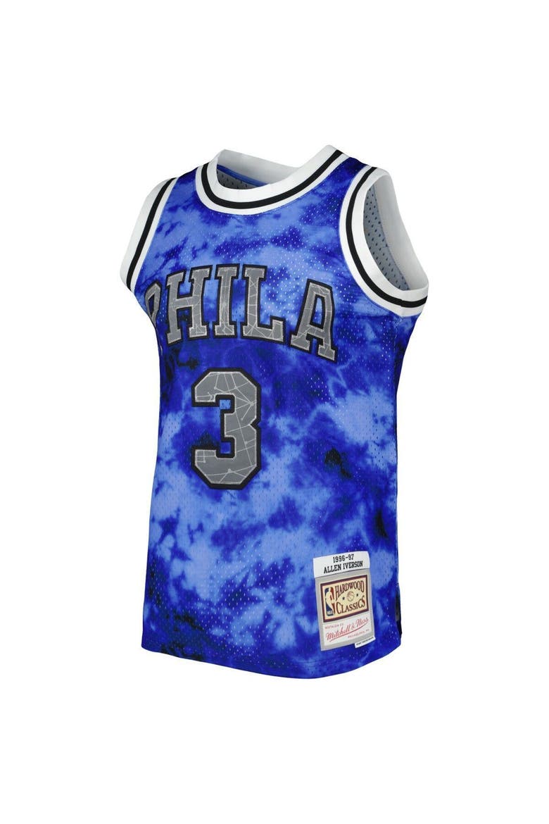 Men's Mitchell & Ness Allen Iverson Royal Philadelphia 76ers 1996/97 Galaxy Swingman Jersey, Alternate, color, Blue