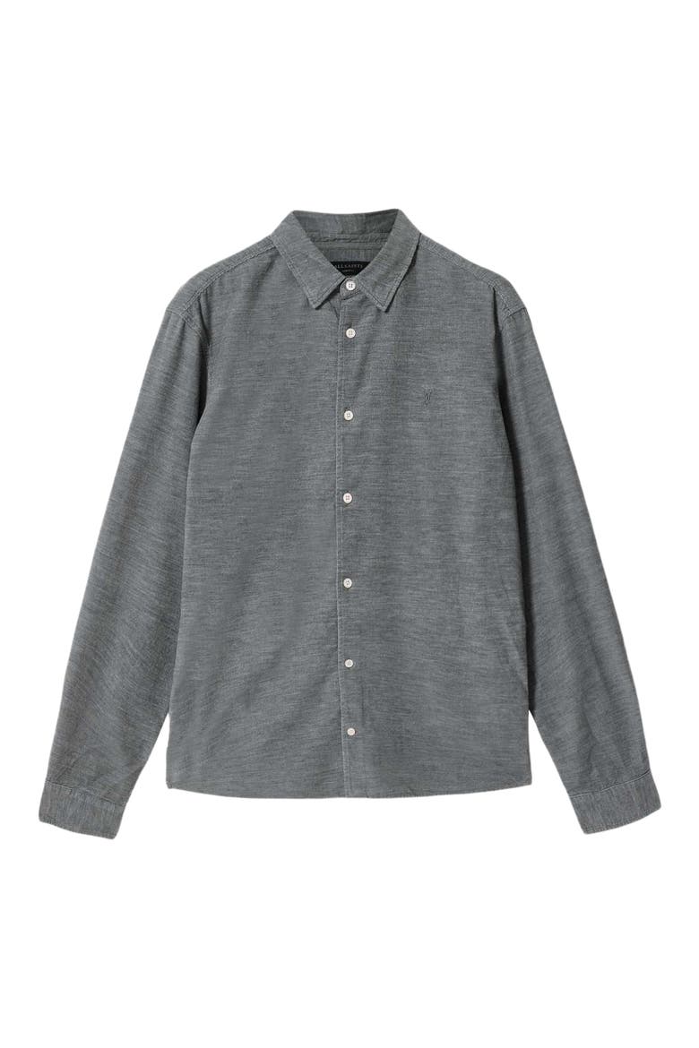 Lorella Rib Cotton Button-Up Shirt, Alternate, color, LIGHT GREY