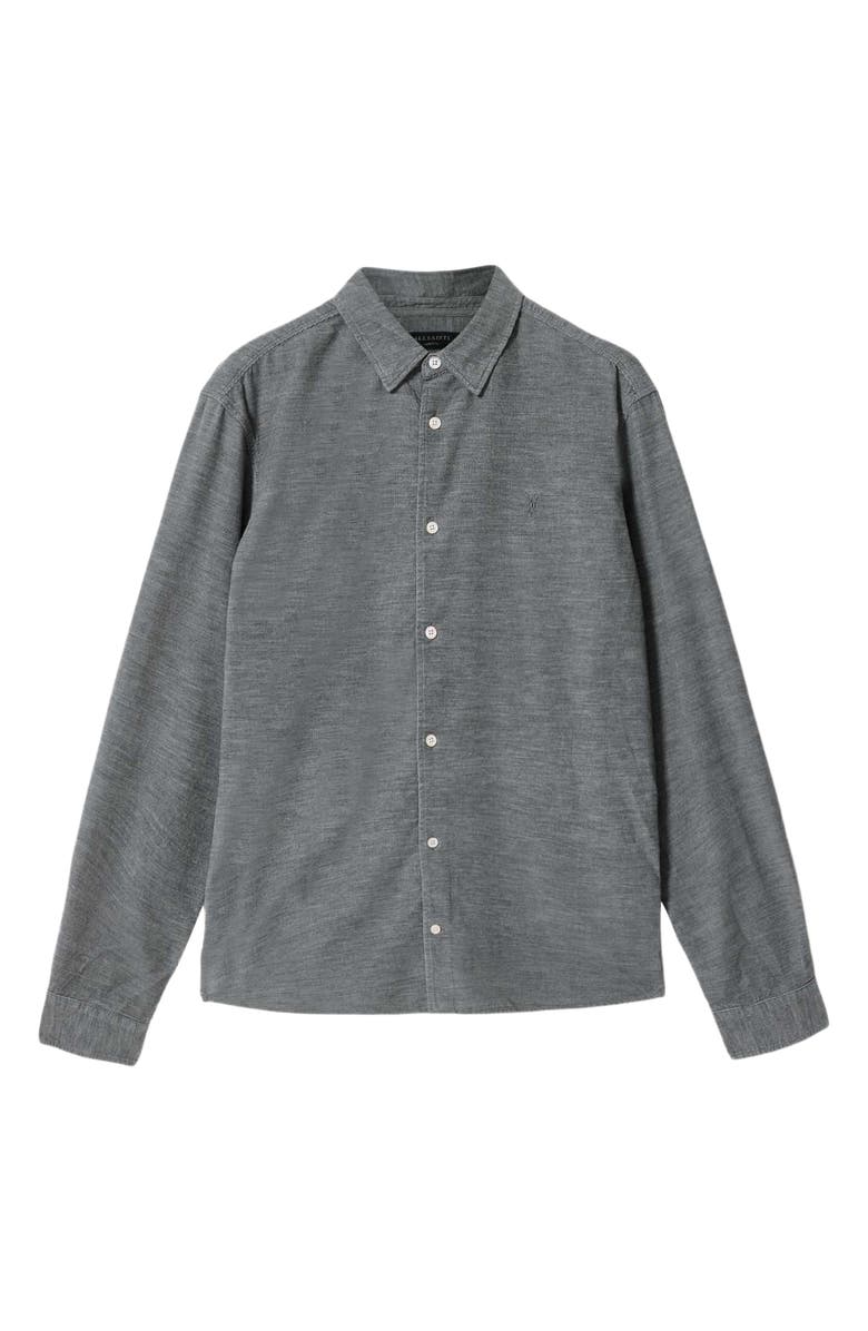 AllSaints Lorella Rib Cotton Button-Up Shirt, Alternate, color, Light Grey