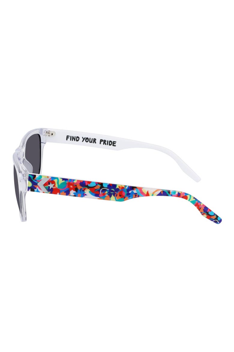 Pride Stand Proud 57mm Mirrored Sunglasses, Alternate, color, CRYSTAL CLEAR SOLID SMOKE LENS