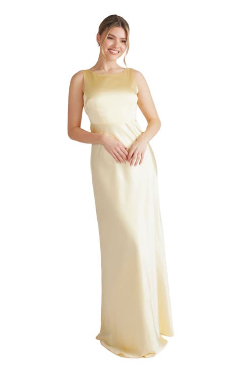 Cowl Back Satin Bridesmaid Dress