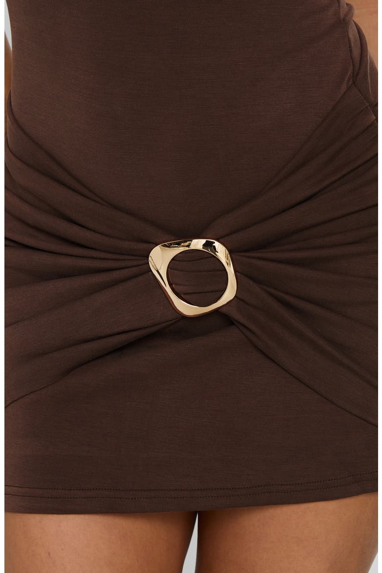 Kharla Ruched Hardware Body-Con Minidress, Alternate, color, BROWN