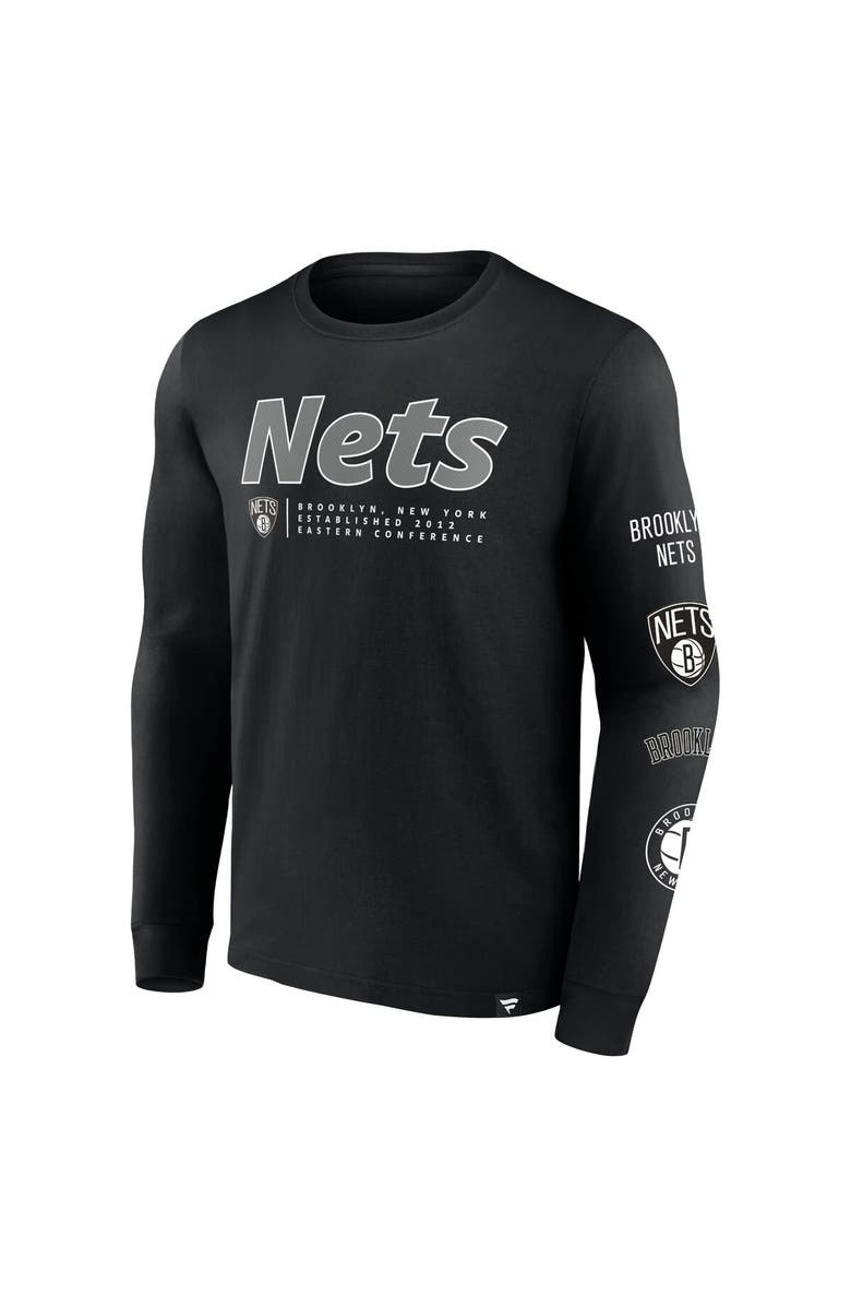 FANATICS Men's Fanatics Branded Black Brooklyn Nets Baseline Long Sleeve T-Shirt, Alternate, color, Black